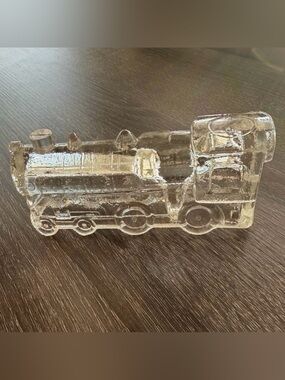 Vintage Glass Locomotive Train Candy Container Mid-Century Railroad Collectible